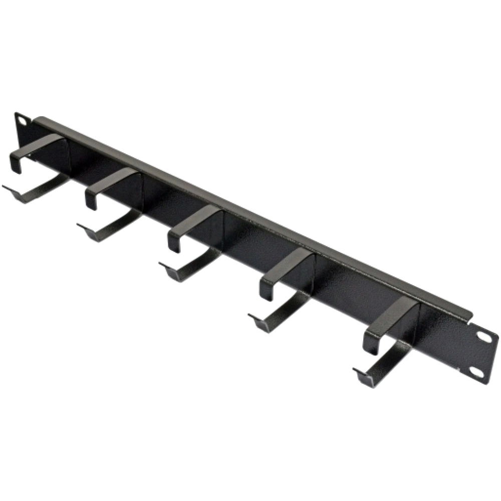 Кабельний організатор 1U з 5 металевими кільцями, чорний