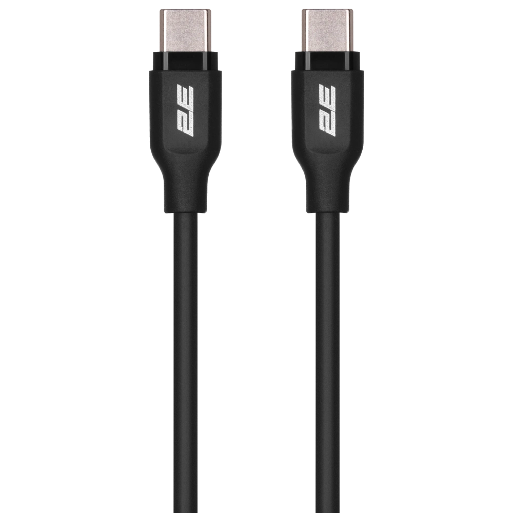 Кабель заряджання/синхронізації 1м 60Вт чорний 2E Type-C Glow USB-C > USB-C