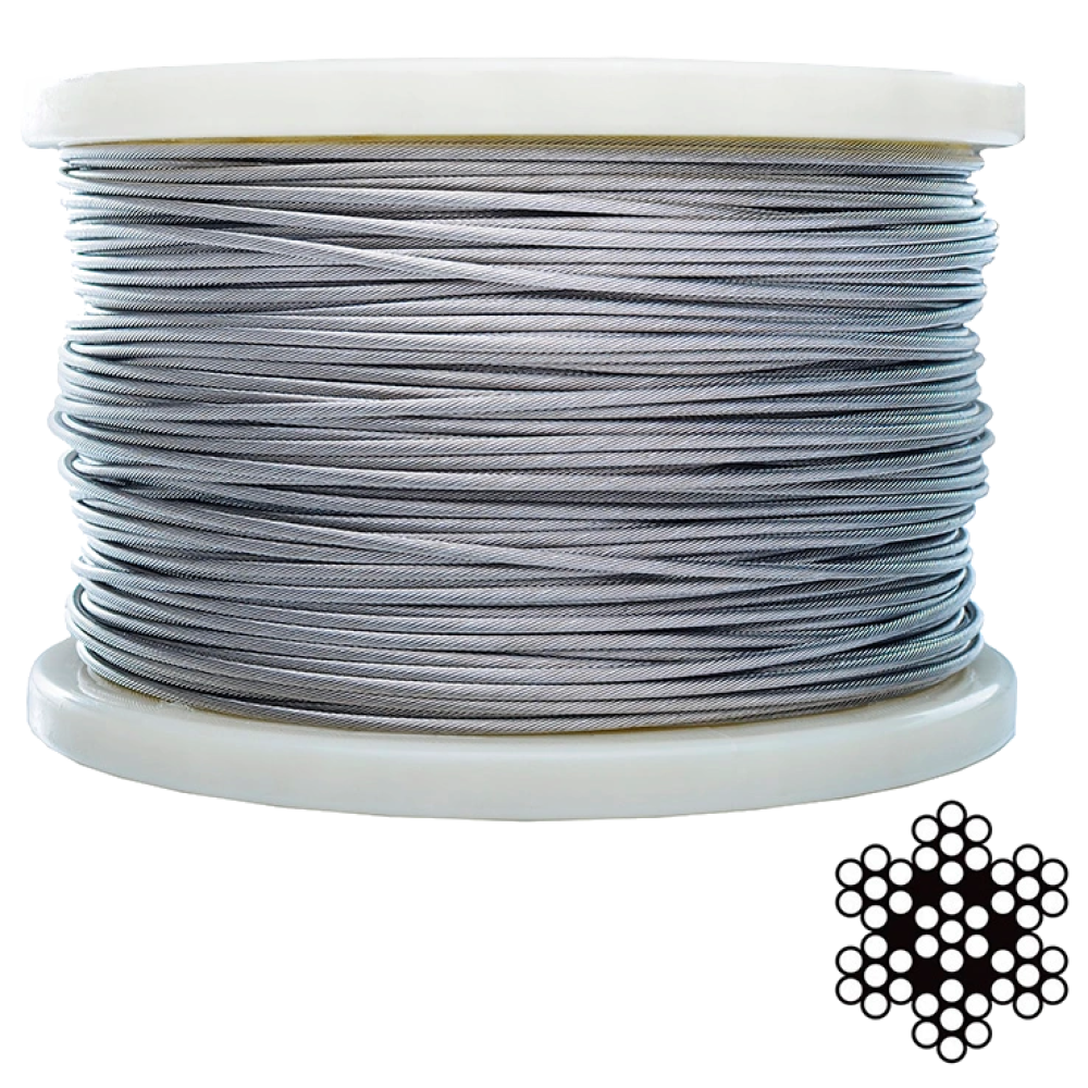 Трос нержавіючий APRO 4 мм DIN 3055 (6х7+1х7) А2 200 м