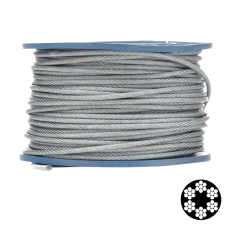 Трос APRO 6мм (5+1мм) DIN 3055 (6x7 + FC) бухта 100м в ПВХ обплетенні оцинкований