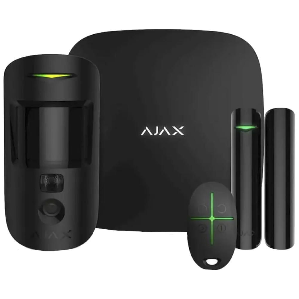 Комплект охоронної сигналізації Ajax StarterKit Cam HDR (8EU) UA black Комплект охоронної сигналізації Ajax StarterKit Cam HDR (8EU) UA black