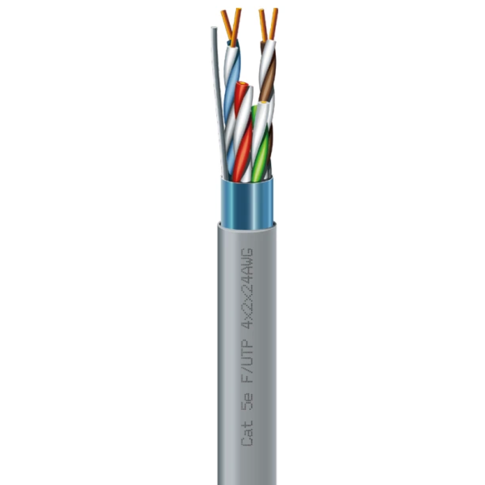 Кабель вита пара ЗЗКМ (FTP мідь внут) Cat. 5e F/UTP 4х2х24 AWG (7091000) бухта 305м.