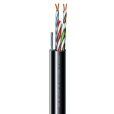 Кабель кручена пара ЗЗКМ (UTP мідь вуличний з тросом) Cat. 5e U/UTP  РЕ steel cord 4x2x24 AWG (k) трос (70910181) бухта 500м.
