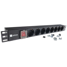Подовжувач на 8 розеток EServer 220В 19" 1U Подовжувач на 8 розеток EServer 220В 19" 1U