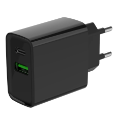 Мережевий зарядний пристрій Gembird TA-UC-PDQC20-01-BK 1 USB-A + 1 Type-C (PD20Вт + QC3.0 18Вт)