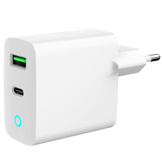 Мережевий зарядний пристрій Gembird TA-UC-PDQC20L-W-01 1 USB-A + 1 Type-C (PD20Вт + QC3.0 18Вт)