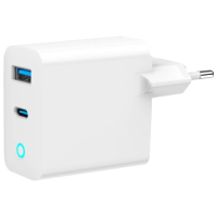 Мережевий зарядний пристрій Gembird TA-UC-PDQC45L-W-01 1 USB-A + 1 Type-C (PD45Вт + QC3.0 18Вт)