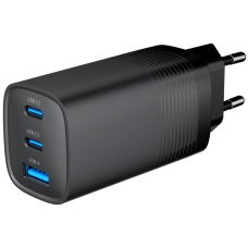 Мережевий зарядний пристрій Gembird TA-UC-PDQC65-01-BK 1xUSB-A (QC3.0 27W)+2xType-C (PD 65W)