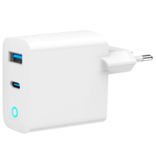Мережевий зарядний пристрій Gembird TA-UC-PDQC65L-W-01 1хUSB-A (QC3.0 18W) + 1xType-C (PD 65W)