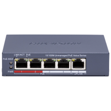 Комутатор 4 порти некерований Hikvision DS-3E0105P-E/M(C) POE