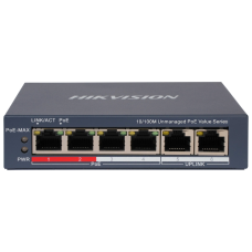 Комутатор 4 порти некерований Hikvision DS-3E0106P-E/M(B) POE
