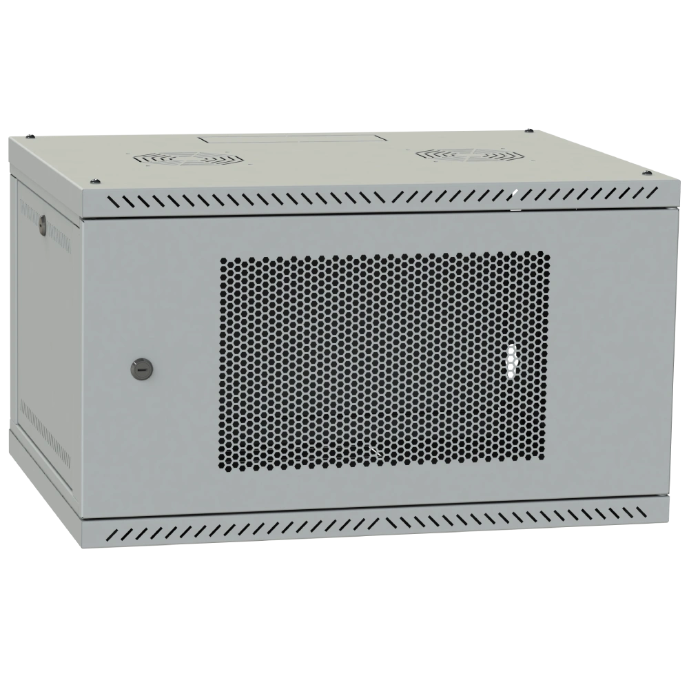 Шафа телекомунікаційна IPCOM 4U 600x350 дверь перфорация (серая)