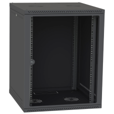 Шафа телекомунікаційна двері скло (чорна) IPCOM СН-18U 600х600