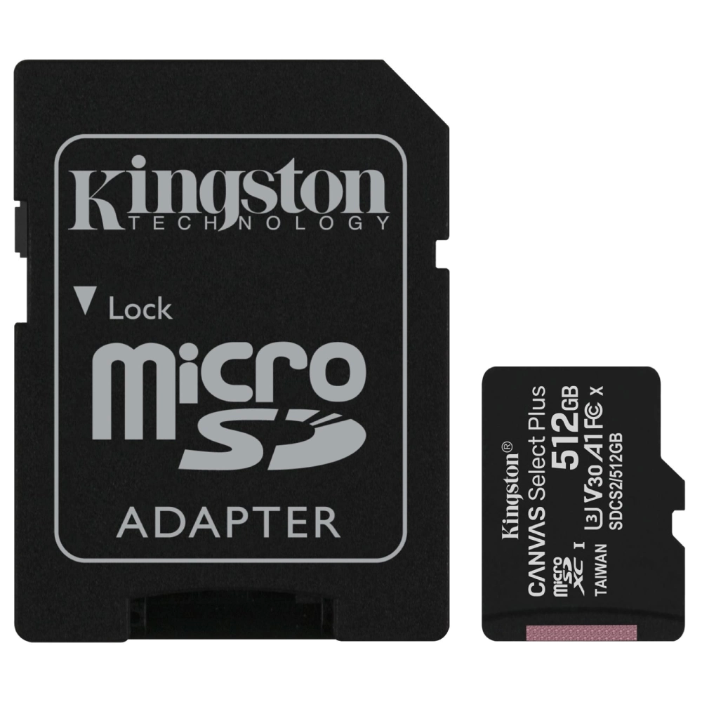 Модуль флеш-пам'яті Kingston 512GB micSDXC Canvas Select Plus 100R A1 C10 Card + ADP