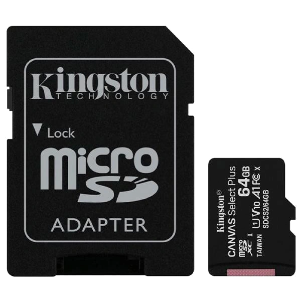 Карта пам'яті Kingston 64GB microSDXC Canvas Select Plus 100R A1 C10 Card + ADP