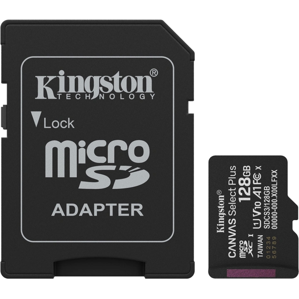 Карта пам'яті Kingston microSD 128GB C10 UHS-I A1 V10 R150MB/s + SD