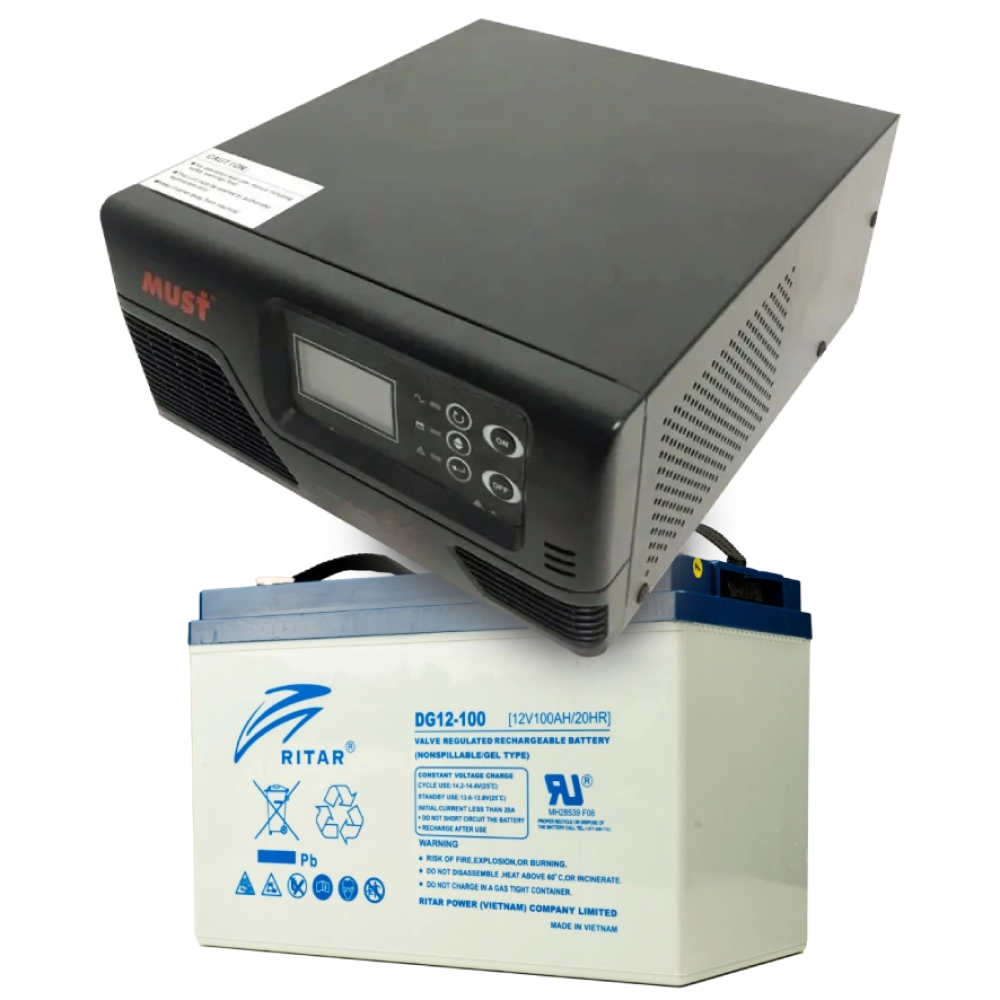 Комплект ДБЖ + АКБ MUST EP20-R600W + 12V 100Ah DG12-100 Комплект ДБЖ + АКБ MUST EP20-R600W + 12V 100Ah DG12-100