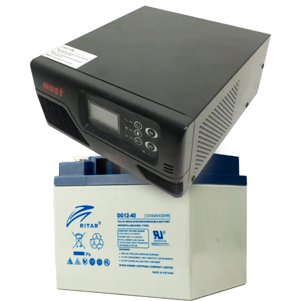 Комплект ДБЖ + АКБ MUST EP20-R600W + 12V 40Ah DG12-40 Комплект ДБЖ + АКБ MUST EP20-R600W + 12V 40Ah DG12-40