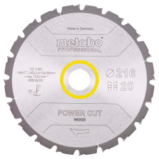 Пильний диск 216x30, Z20 WZ 5° neg. Metabo "power cut wood - professional" (628230000)