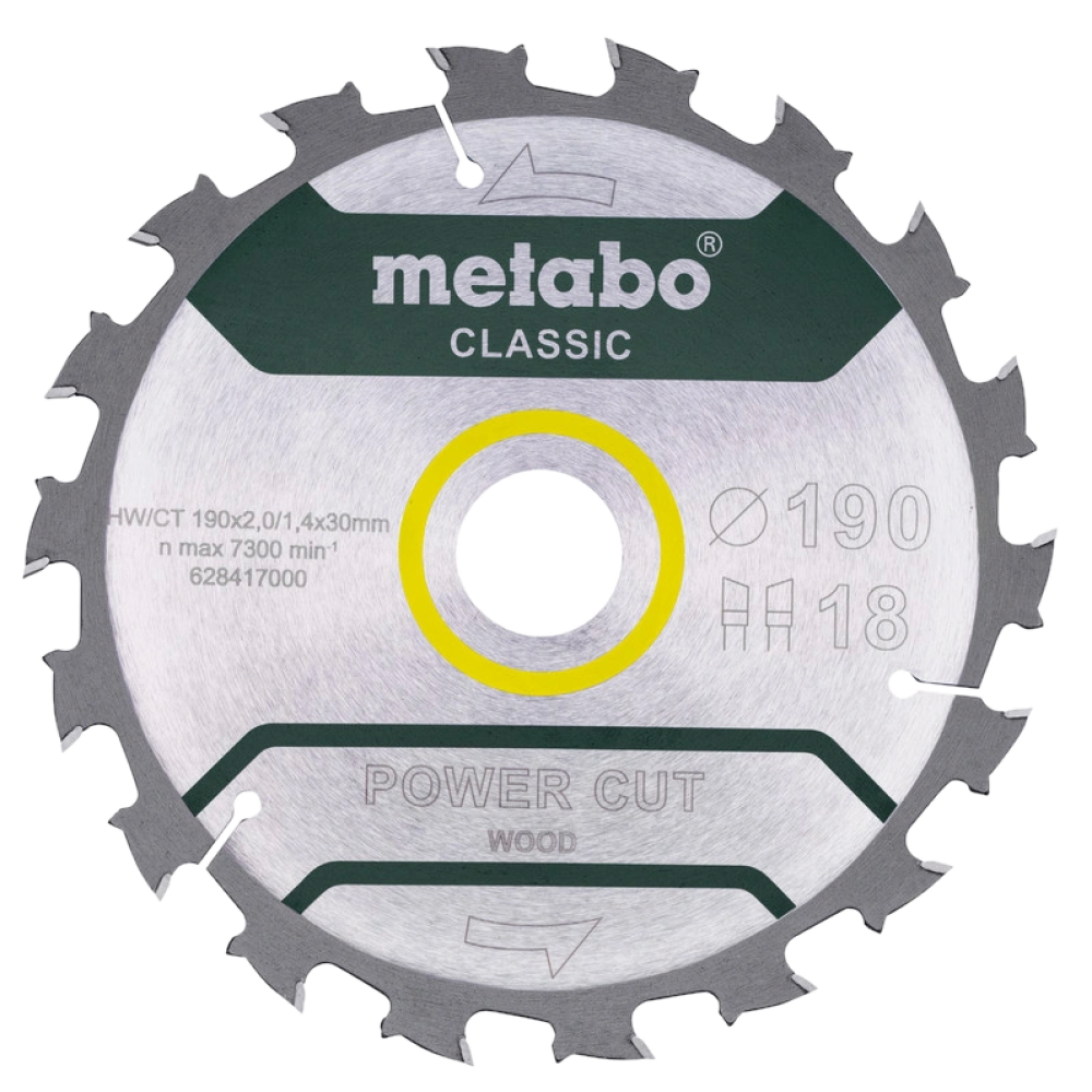 Пильний диск 190x30, Z18 WZ 5° /B Metabo "power cut wood - professional" (628417000)