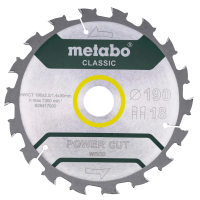 Пильний диск 190x30, Z18 WZ 5° /B Metabo "power cut wood - professional" (628417000)