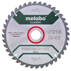 Пильний диск 216x30, Z40 WZ 5°neg. Metabo "precision cut wood - classic" (628060000)