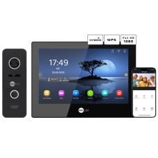 Комплект відеодомофону Neolight ALPHA Hybrid Black + PRIME FHD Black с уголком