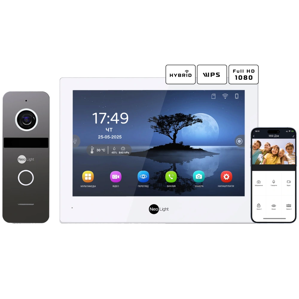 Комплект відеодомофону Neolight ALPHA Hybrid + SOLO FHD Graphite Комплект відеодомофону Neolight ALPHA Hybrid + SOLO FHD Graphite