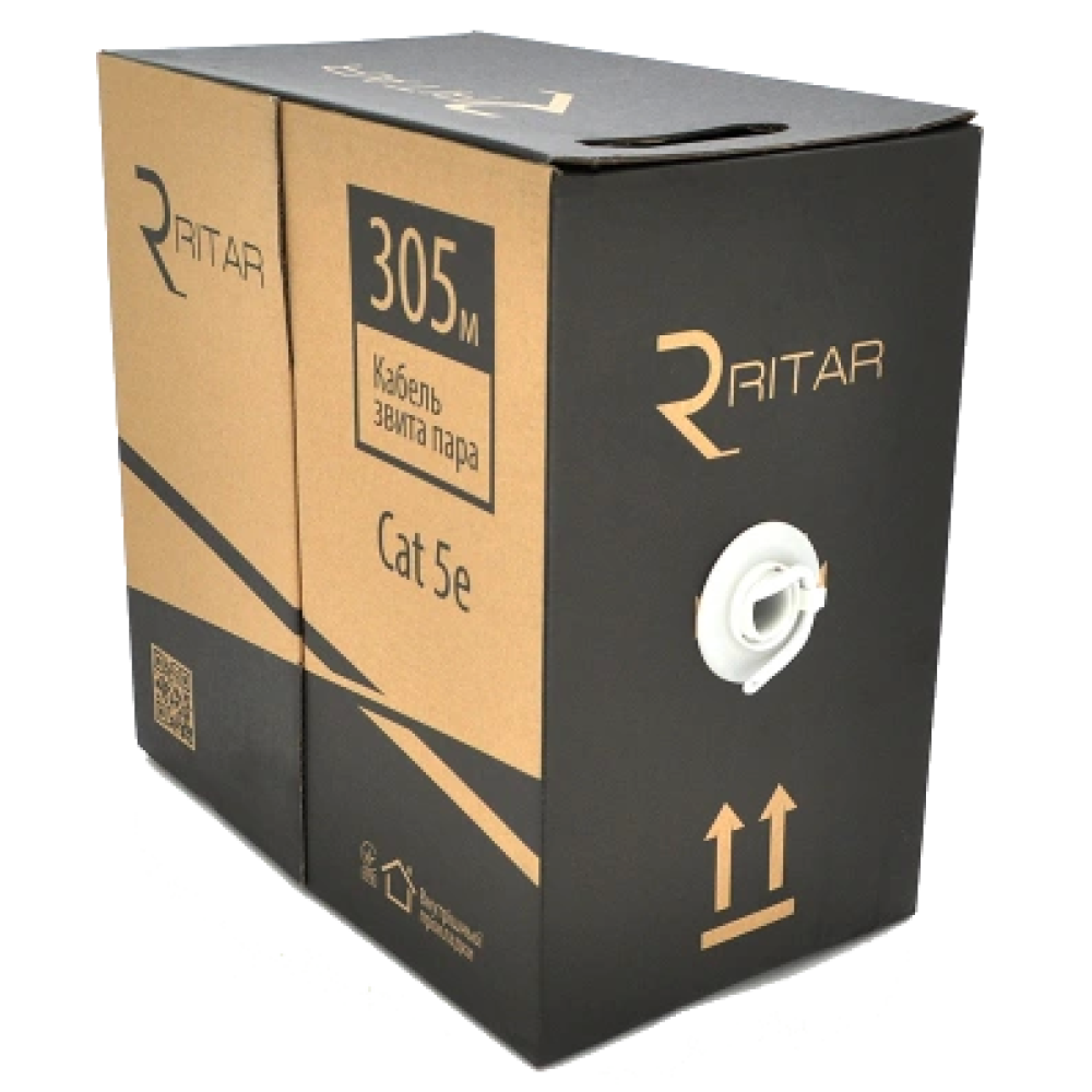 Кабель Ritar зовнішній з дротом КНПП UTP (4*2*0.51) 4p 24 AWG ПЕ (305м) чорний