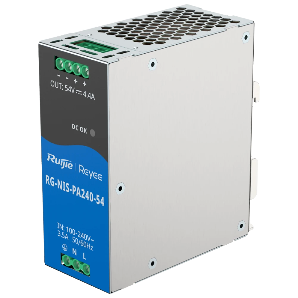Блок живлення Ruijie RG-NIS-PA240-54 AC/DC 54В 4.4А 240 Вт на DIN-рейку Блок живлення Ruijie RG-NIS-PA240-54 AC/DC 54В 4.4А 240 Вт на DIN-рейку