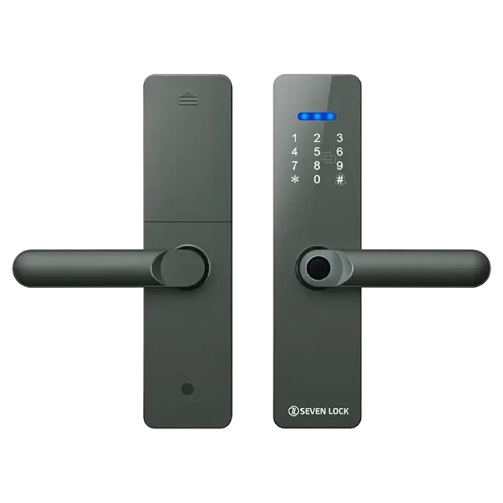 Розумний дверний біометричний замок SEVEN LOCK SL-7740BF grey (врізна частина 5050)