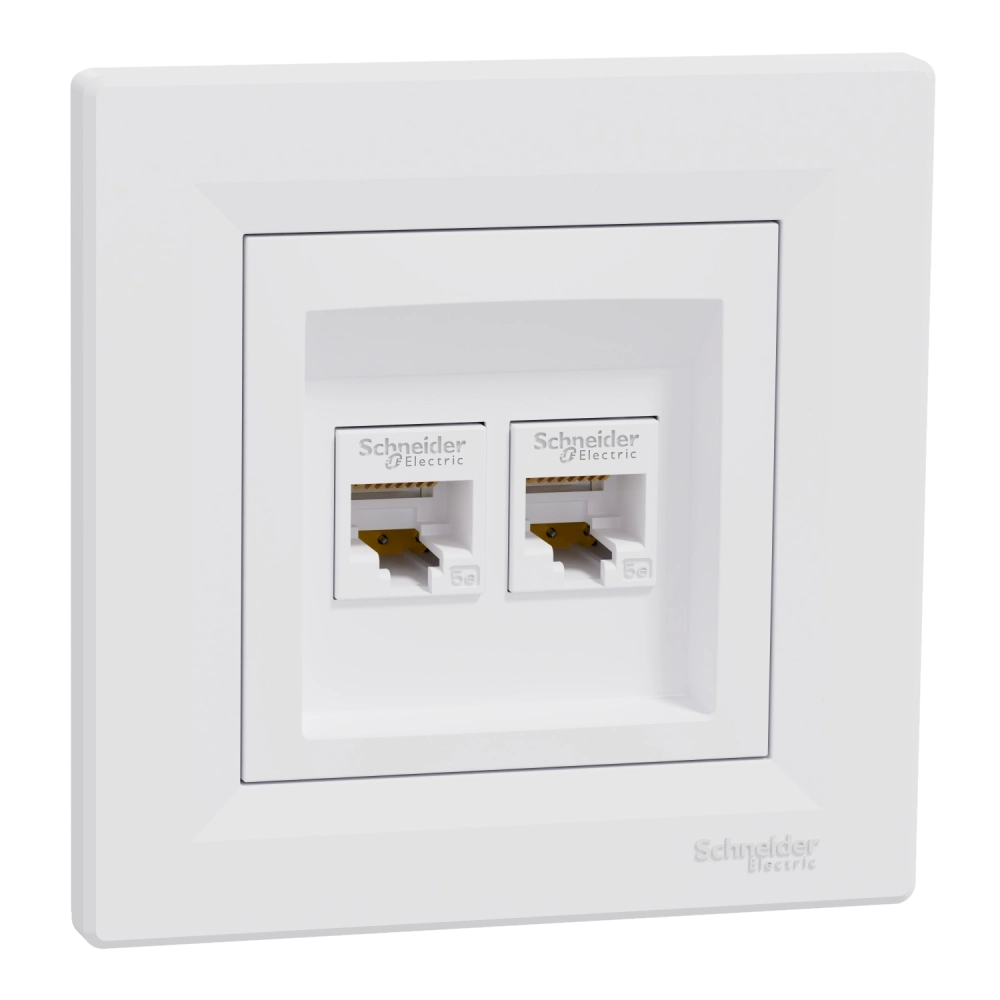 Розетка комп'ютерна подвійна біла Schneider Electric Asfora EPH4400121 RJ45 5e
