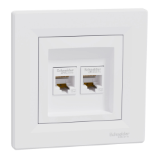 Розетка комп'ютерна подвійна біла Schneider Electric Asfora EPH4400121 RJ45 5e