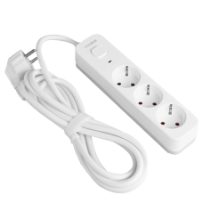 Мережевий подовжувач з кнопкою White VIDEX ONCORD з/з 3п 3м (3x1.5мм)