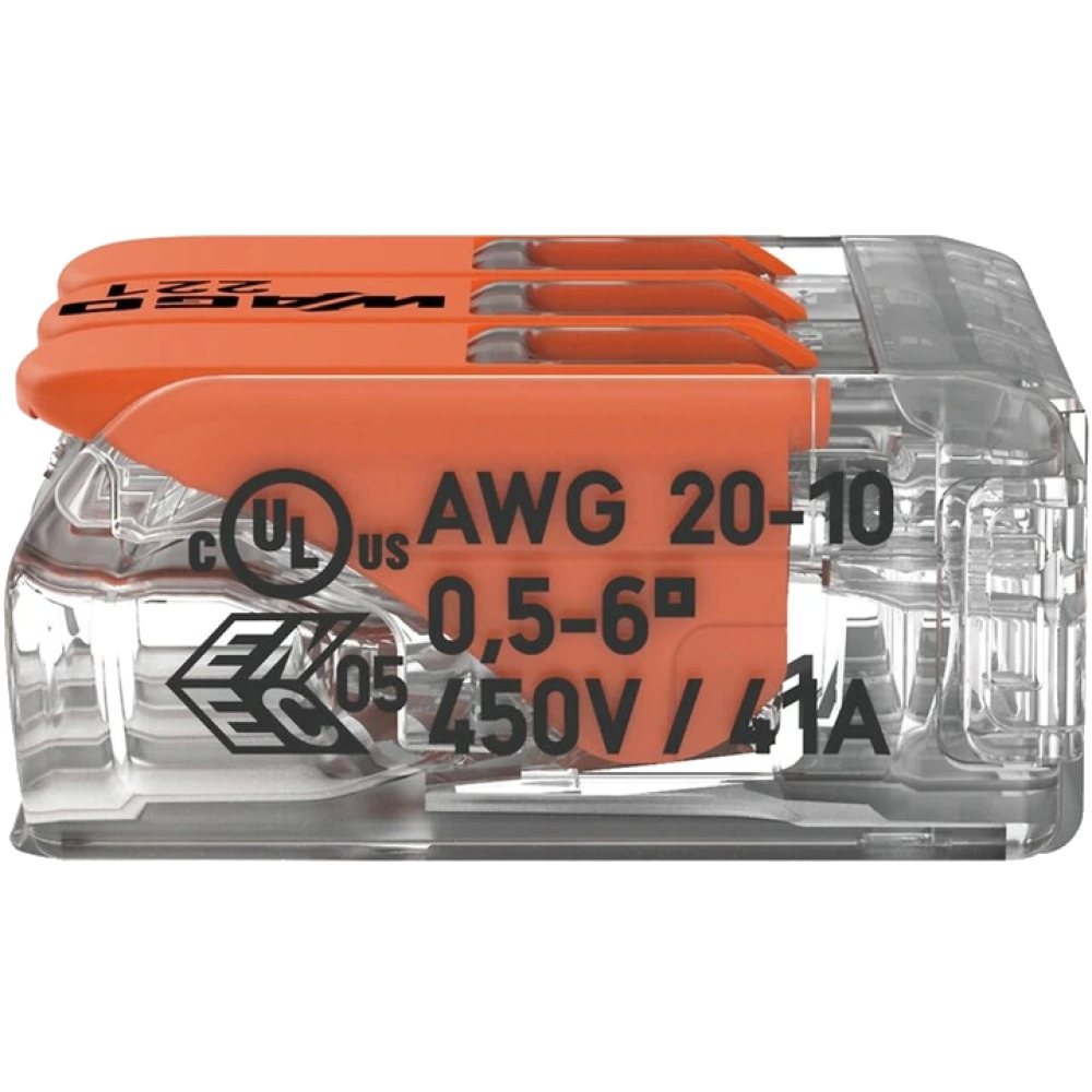 Клема WAGO COMPACT 221-613 3 0,5-6 мм2 (41А)